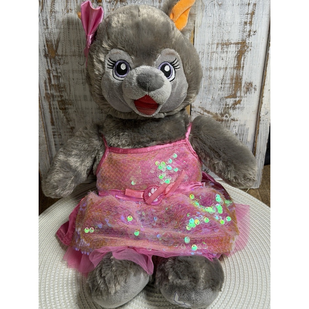 Build-A-Bear Great Wolf Lodge Exclusive Violet the Wolf In Pink Dress- NWT